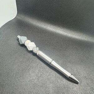 Silver and Gray Beaded Pen